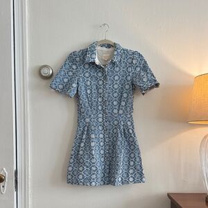 Sezane Blue & White Mini Dress